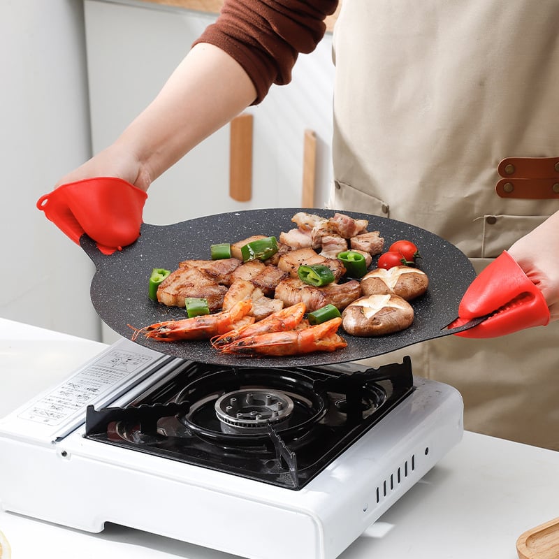 Kerek kültéri sütőlap koreai stílusú grillezőlap patronos sütő grillezőlap teppanyaki háztartási maifan kő tapadásmentes serpenyő