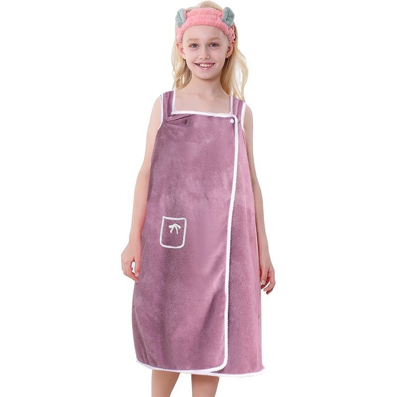 Vaikiškas nešiojamas triušio ausų formos vonios sijonas mergaitėms, sustorintas, vandenį sugeriantis, greitai džiūstantis koralų spalvos aksominis rankšluostis su paslėpta sagtimi, greitai sugeria vandenį