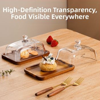 Piiriülene kuummüügisuupiste-magustoidukoogi magustoidutaldrik ristkülikukujuline akaatsiapuust võitaldrik klaasist kaanega juustuvõitaldrik