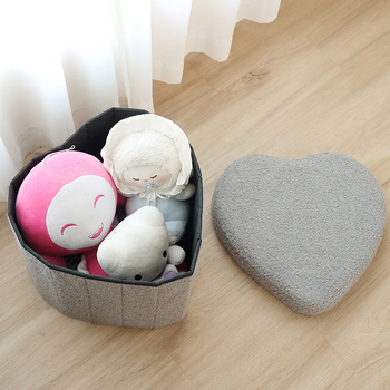 Πολυλειτουργικό σκαμπό αποθήκευσης από βελούδο σε σχήμα καρδιάς ροδάκινου, πτυσσόμενο σκαμπό αποθήκευσης, μπορεί να καθίσει, κουτί ειδικού σχήματος, βελούδινο κουτί αποθήκευσης παπουτσιών αρνιού, κουτί αποθήκευσης σκαμπό αλλαγής