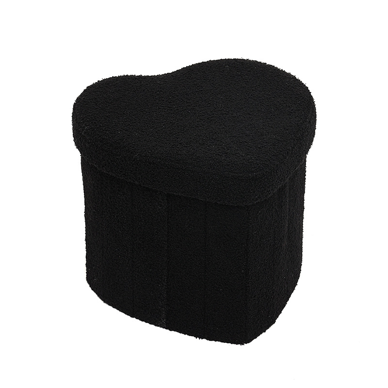 Daudzfunkcionāls persiku sirds formas rotaļu samta uzglabāšanas krēsls, saliekams uzglabāšanas krēsls, īpašas formas kaste, jēra samta apavu pārtinamā krēsla uzglabāšanas kaste