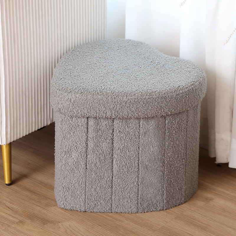 Daudzfunkcionāls persiku sirds formas rotaļu samta uzglabāšanas krēsls, saliekams uzglabāšanas krēsls, īpašas formas kaste, jēra samta apavu pārtinamā krēsla uzglabāšanas kaste