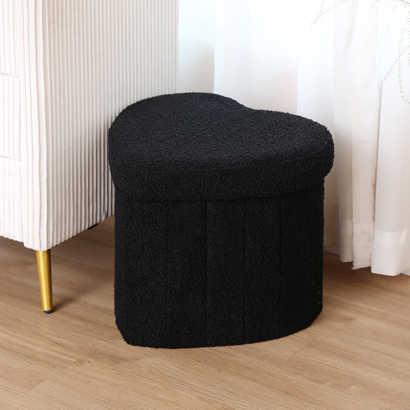 Daudzfunkcionāls persiku sirds formas rotaļu samta uzglabāšanas krēsls, saliekams uzglabāšanas krēsls, īpašas formas kaste, jēra samta apavu pārtinamā krēsla uzglabāšanas kaste