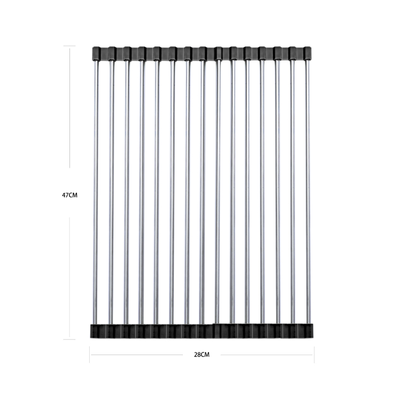 Roostevabast terasest äravoolurest, rull-katikukaussiriiul, kokkupandav kraanikauss, köögitarvikute hoiuriiul, köögiviljavee kontrollriiul