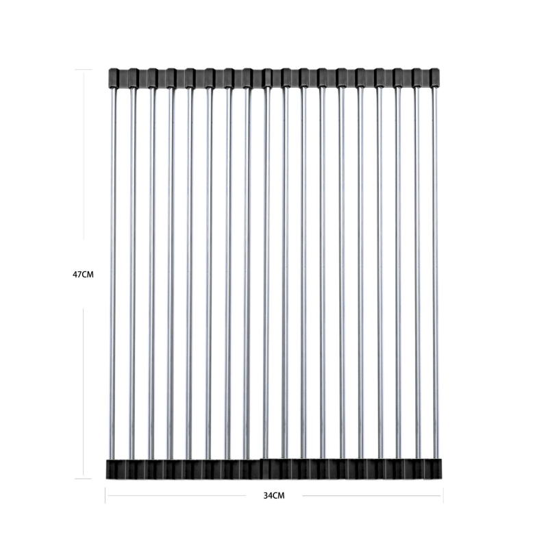 Roostevabast terasest äravoolurest, rull-katikukaussiriiul, kokkupandav kraanikauss, köögitarvikute hoiuriiul, köögiviljavee kontrollriiul