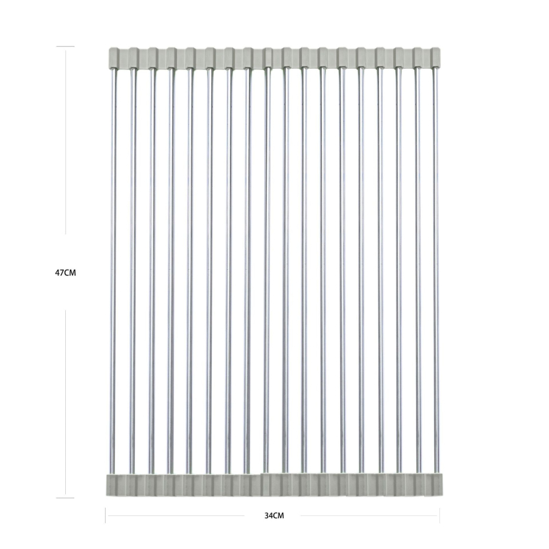 Roostevabast terasest äravoolurest, rull-katikukaussiriiul, kokkupandav kraanikauss, köögitarvikute hoiuriiul, köögiviljavee kontrollriiul