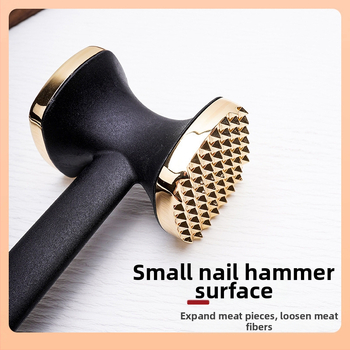 ◘ Σε απόθεμα Νέο σφυρί τυλιχτήρα κρέατος από κράμα ψευδαργύρου με λαβή από νάιλον + ίνες, σφυρί κρέατος διπλής όψης, θρυμματιστής σκόρδου, τετράγωνος τυλιχτήρας κρέατος