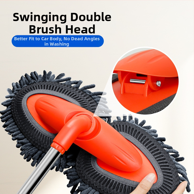 Automobilio plovimo įrankių rinkinys, dvigalvis ilgakojis šepetys, ištraukiama šluostė, minkštas šepetys
