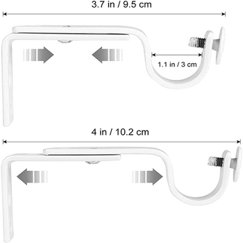 Dviejų užuolaidų teleskopinis laikiklis tarpvalstybinei mažmeninei prekybai, balti montavimo priedai, reguliuojamo dydžio montavimo kodas