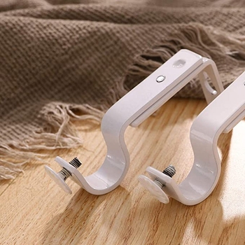 Dviejų užuolaidų teleskopinis laikiklis tarpvalstybinei mažmeninei prekybai, balti montavimo priedai, reguliuojamo dydžio montavimo kodas