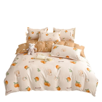 Прост есенно-зимен удебелен шлифовъчен комплект от четири части, спално бельо от свеж памук, калъф за завивка, комплект от три части, подходящ за кожата, памук, гол за спане