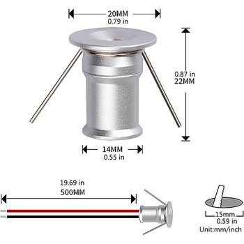 1W LED mini allvalgusti 9 komplekti 12V toiteallikaga 1 piiriülene küttehõbedane must tähekujuline lamp