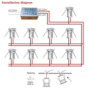 1W LED mini allvalgusti 9 komplekti 12V toiteallikaga 1 piiriülene küttehõbedane must tähekujuline lamp