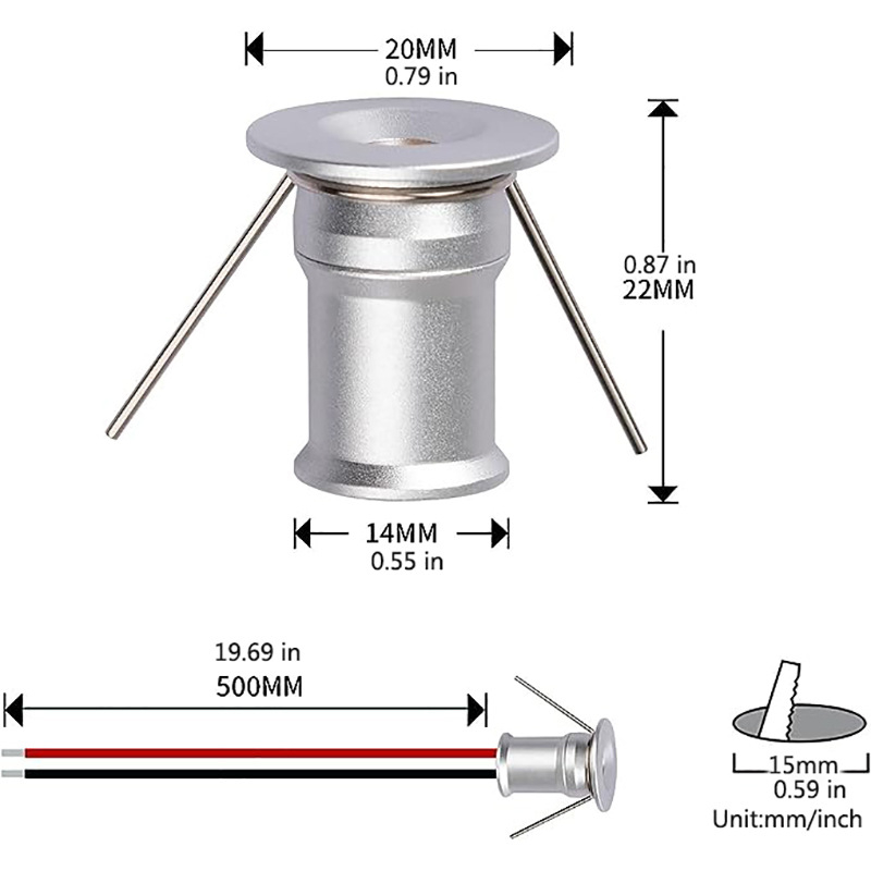 1W LED mini allvalgusti 9 komplekti 12V toiteallikaga 1 piiriülene küttehõbedane must tähekujuline lamp
