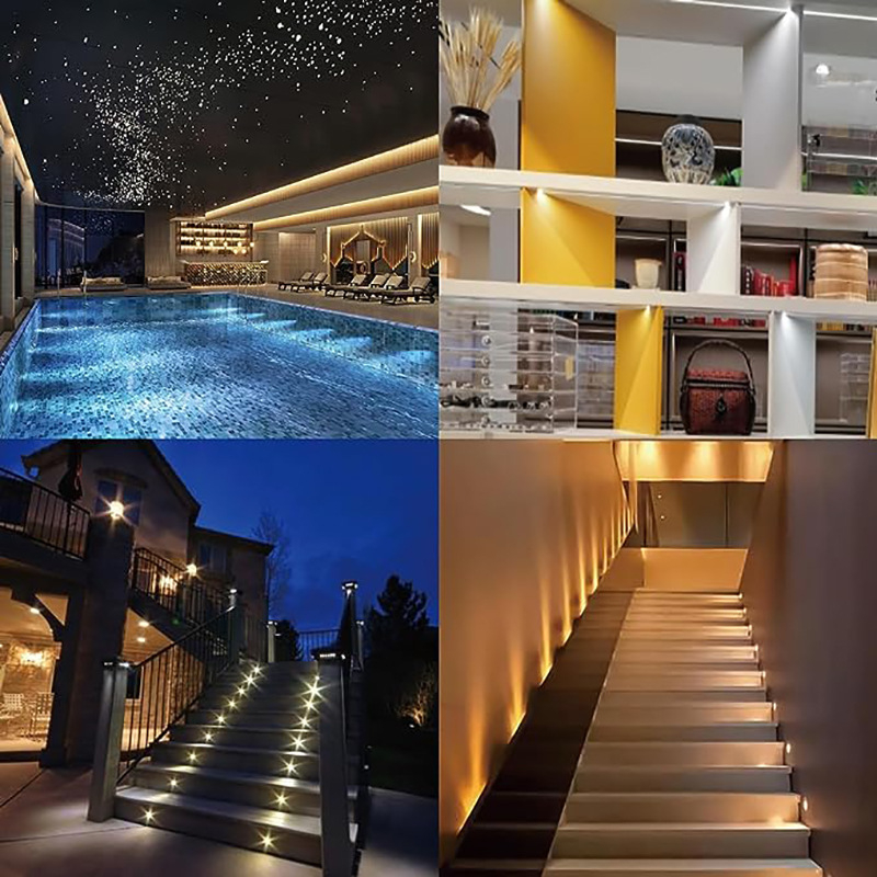 1W LED mini allvalgusti 9 komplekti 12V toiteallikaga 1 piiriülene küttehõbedane must tähekujuline lamp