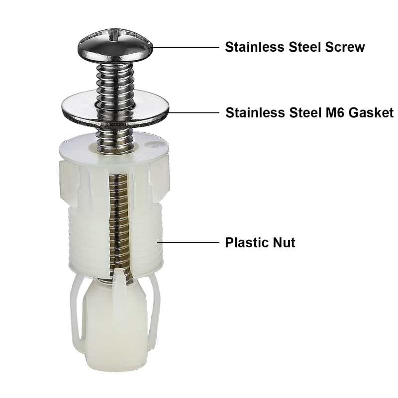 Nailoninės gumos nerūdijančio plieno universalus tualeto sėdynės varžtas su guminiu ir plastikiniu veržle tualeto sėdynės vyris