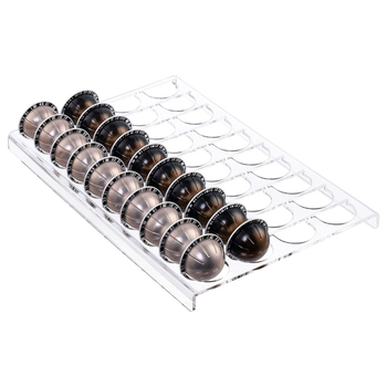 Piiriülene akrüülist painutuskohvikapsli riiul läbipaistev köögikohviku baarikapi sahtli viimistlusriiul