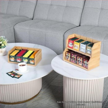 Κουτί αποθήκευσης φακέλων τσαγιού από μπαμπού, βάση αποθήκευσης τριών στρώσεων για φακέλους καφέ, σταθμός καφέ, κουτί αποθήκευσης καφέ με κάψουλες για τσάι