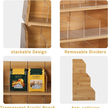 Κουτί αποθήκευσης φακέλων τσαγιού από μπαμπού, βάση αποθήκευσης τριών στρώσεων για φακέλους καφέ, σταθμός καφέ, κουτί αποθήκευσης καφέ με κάψουλες για τσάι