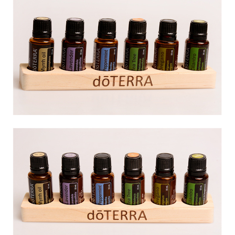 6 skylių eterinių aliejų butelių demonstravimo lentyna, vieno sluoksnio pušies demonstravimo lentyna, „Doterra“ eterinių aliejų laikymo lentyna