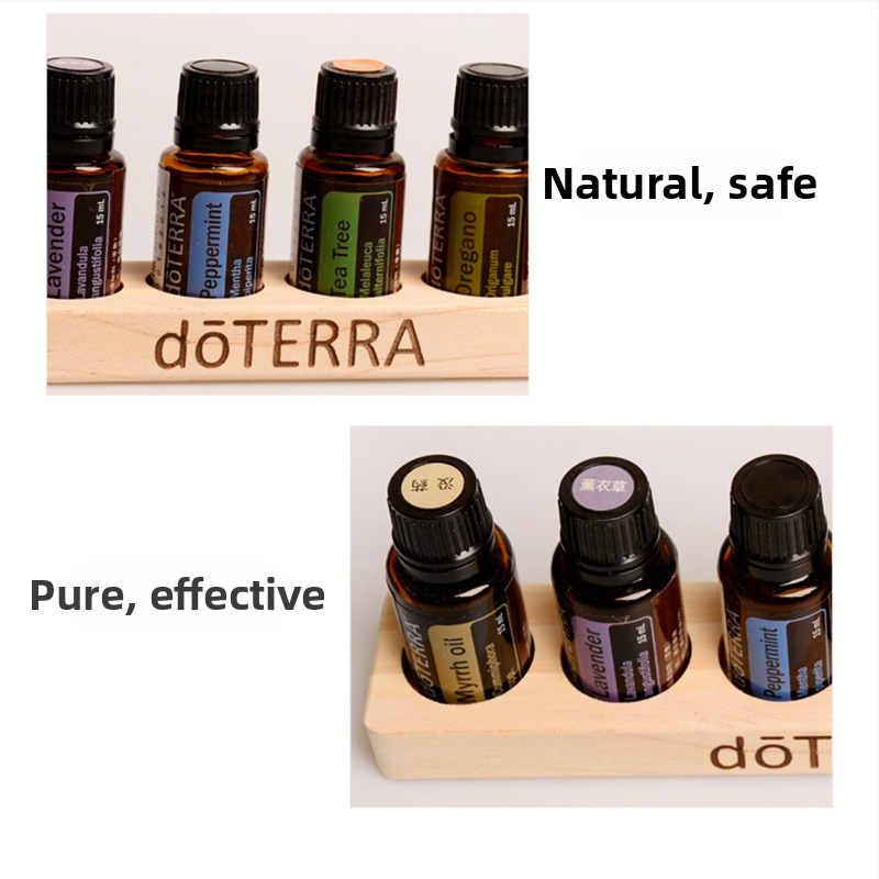 6-дупкова стойка за бутилки с етерично масло, еднослойна стойка за показване от бор, стойка за съхранение на етерично масло Doterra