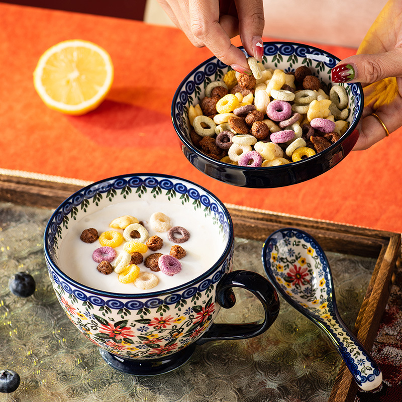 Poola kruus keraamiline tass kaanega vintage hommikusöögitass peen kontoriveetass majapidamiskohvitass hulgimüük