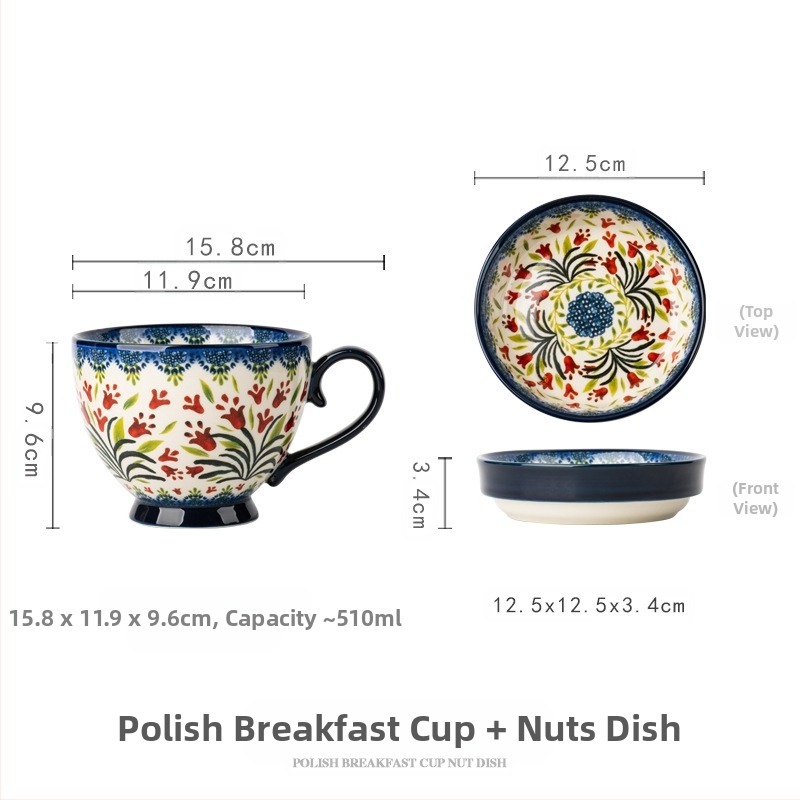 Poola kruus keraamiline tass kaanega vintage hommikusöögitass peen kontoriveetass majapidamiskohvitass hulgimüük