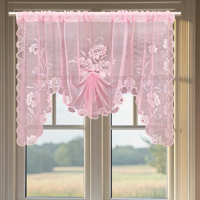 TEMU tarpslankio formos drugelio formos ištraukiama užuolaida, metmeninė megzta balta nėrinių užuolaida, ekrano užuolaida, įlankos langas, virtuvės pertvaros užuolaida