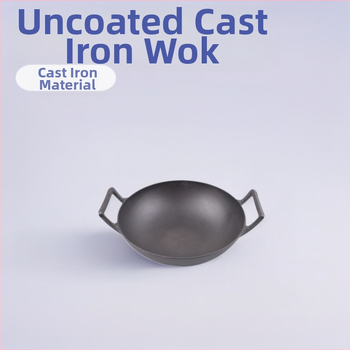 Tehase hulgimüük katmata suur wok-pann paksendatud köögimööbli mittenakkuva panniga topeltkõrvaga pann vanaaegne malmist wok-majapidamises kasutatav rauast pann