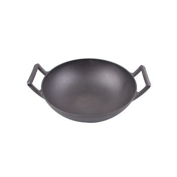 Tehase hulgimüük katmata suur wok-pann paksendatud köögimööbli mittenakkuva panniga topeltkõrvaga pann vanaaegne malmist wok-majapidamises kasutatav rauast pann