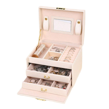 Határon átnyúló ingyenes szállítás háromrétegű bőr ékszerdoboz dupla fiókos ékszer fülbevaló nyaklánc ékszer egyszerű skandináv stílusú vastagító