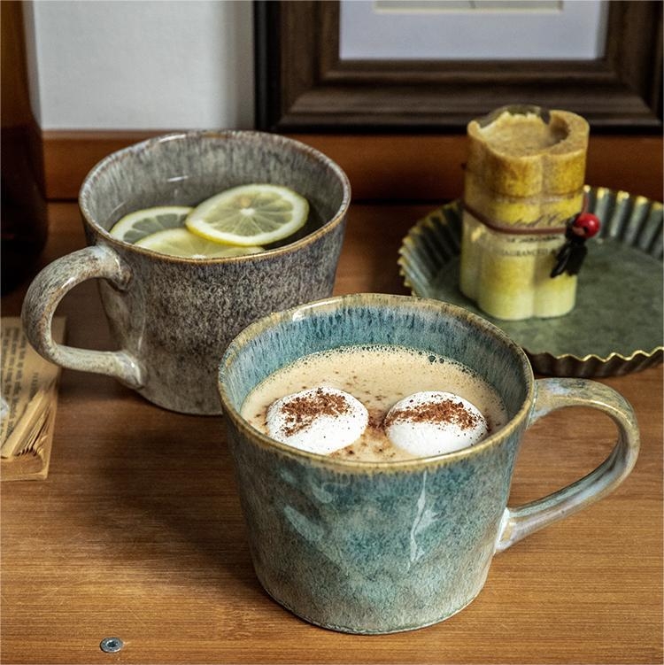 Uus ülivastupidav retro-streamer keraamiline veemustriga kruus kohvitass paaritass