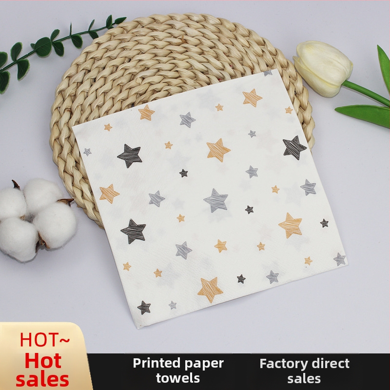Салфетка със звезда, цветна печатна квадратна салфетка, хартия за парти, парти, висок клас ресторант, специална салфетка за еднократна употреба, може да се персонализира