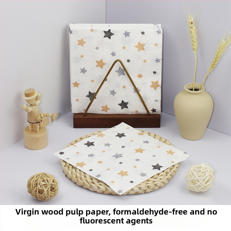 Салфетка със звезда, цветна печатна квадратна салфетка, хартия за парти, парти, висок клас ресторант, специална салфетка за еднократна употреба, може да се персонализира