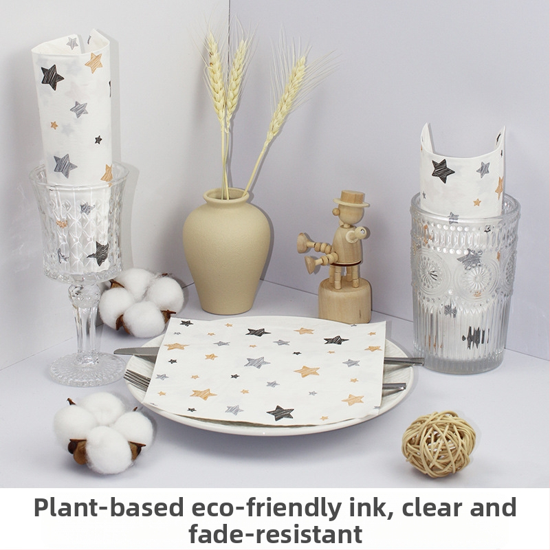 Салфетка със звезда, цветна печатна квадратна салфетка, хартия за парти, парти, висок клас ресторант, специална салфетка за еднократна употреба, може да се персонализира