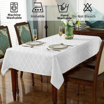 Polüesteržakaarmadratsiga Maroko lokkis kõrgekvaliteediline satiinist kortsudevastane siseruumides kasutatav dekoratiivne ruudukujuline ristkülikukujuline ümmargune laudlina