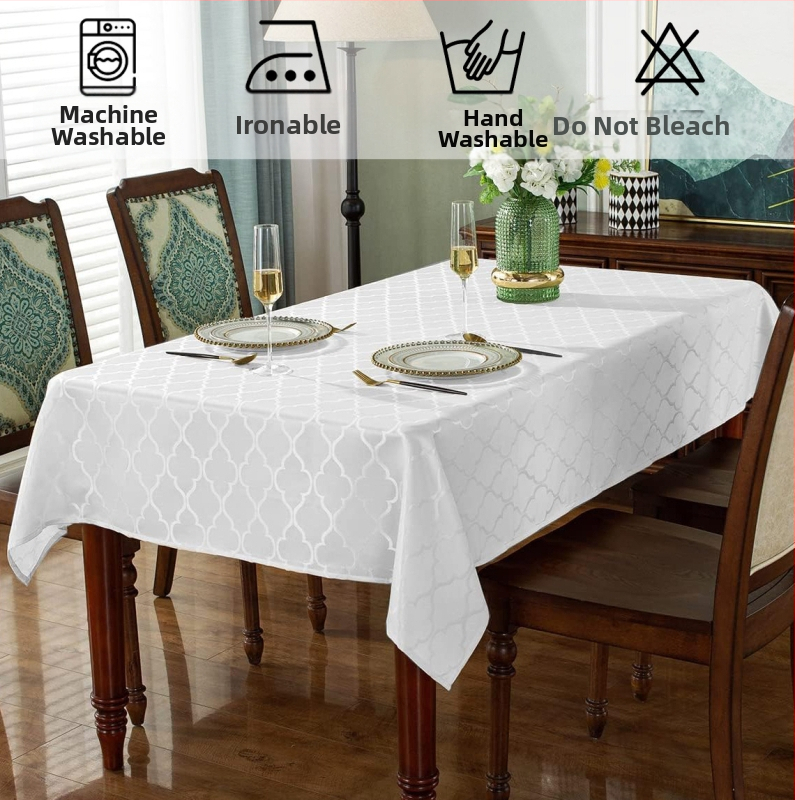 Полиестерна жакардова покривка за маса, марокански къдрици, висококачествен сатен, против бръчки, вътрешна декоративна квадратна правоъгълна кръгла покривка за маса