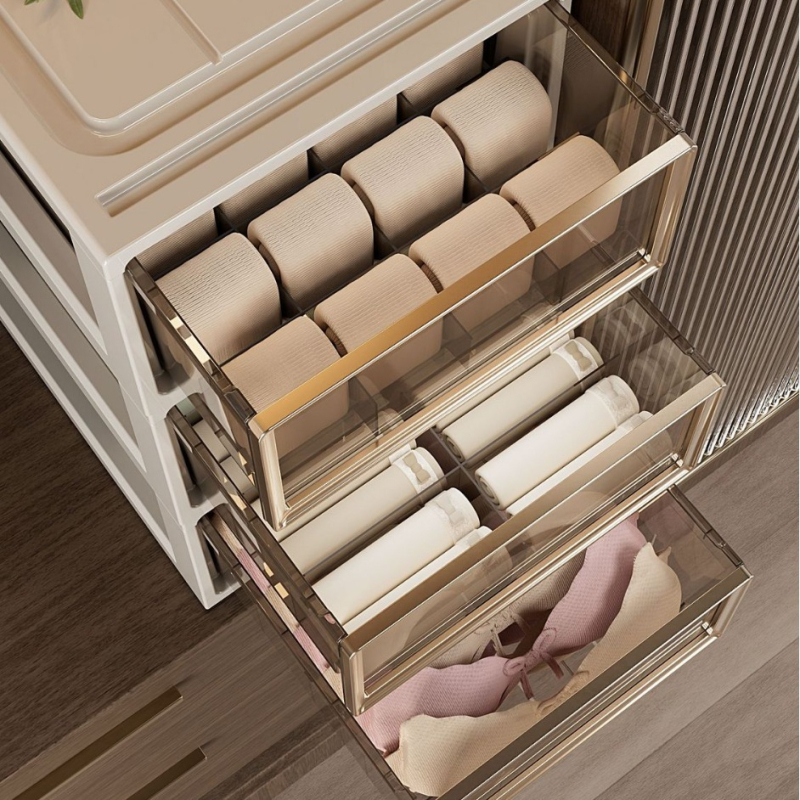 Apatinių drabužių laikymo dėžutė Buitinė stalčių tipo drabužių spinta Liemenėlė Apatiniai kojinės Apdailos dėžutė Trys viename padalinta apdailos dėžutė