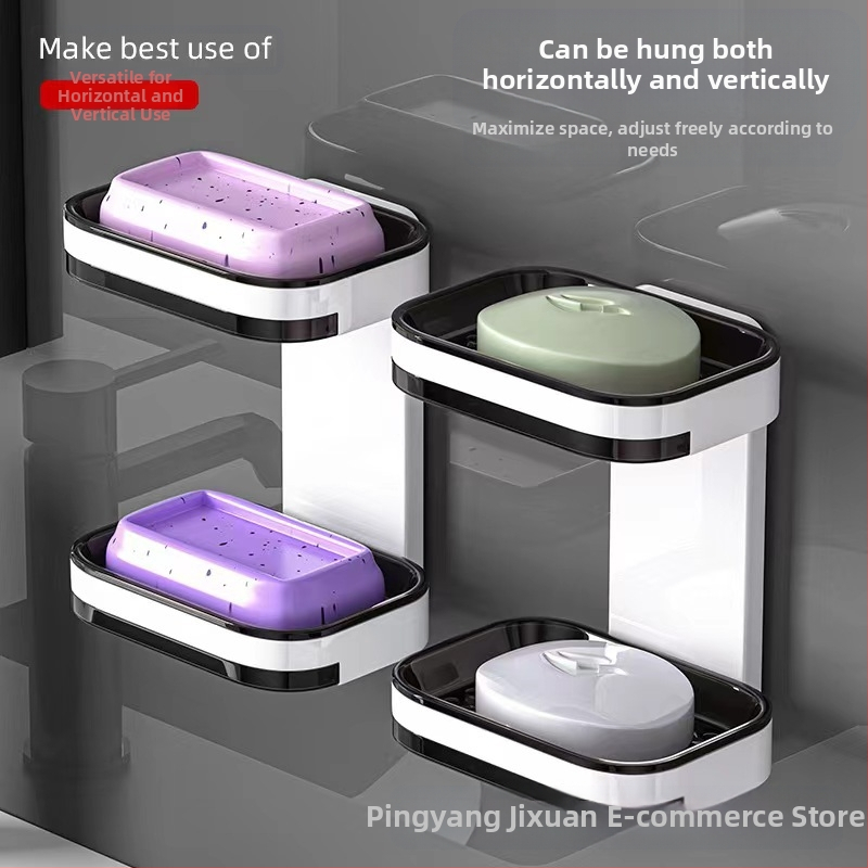 Tarpvalstybinė muilo dėžutė be perforatoriaus, prie sienos tvirtinama muilo džiovyklė, buitinė, tualetinė, vonios kambario, dvigubo sluoksnio muilo laikymo lentynėlė