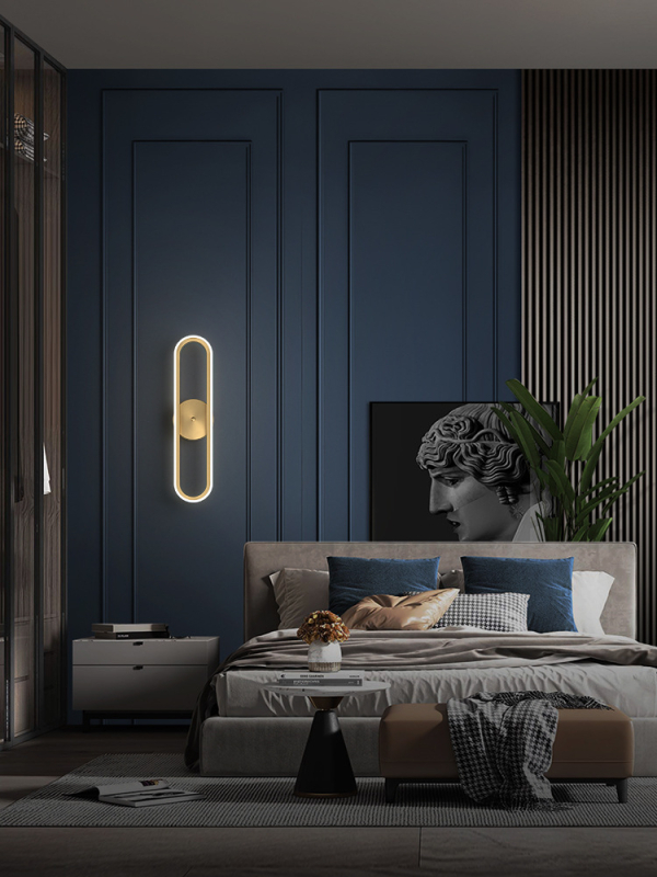 Seinalamp magamistoa voodiäärne LED-valgusti moodne minimalistlik elutoa taustavalgusti hotellikaunistus täisvaskne passaažiga seinalamp