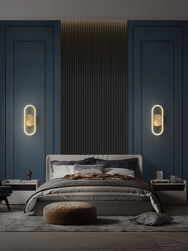 Seinalamp magamistoa voodiäärne LED-valgusti moodne minimalistlik elutoa taustavalgusti hotellikaunistus täisvaskne passaažiga seinalamp