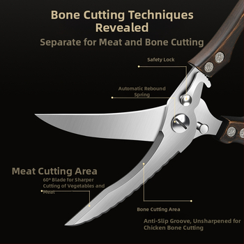 Gamyklinės tiesioginės virtuvės žirklės, buitinės, tvirtos vištienos kaulų žirklės, daugiafunkcinės žirklės, specialios plieno kaulų žirklės, virtuvės žirklės