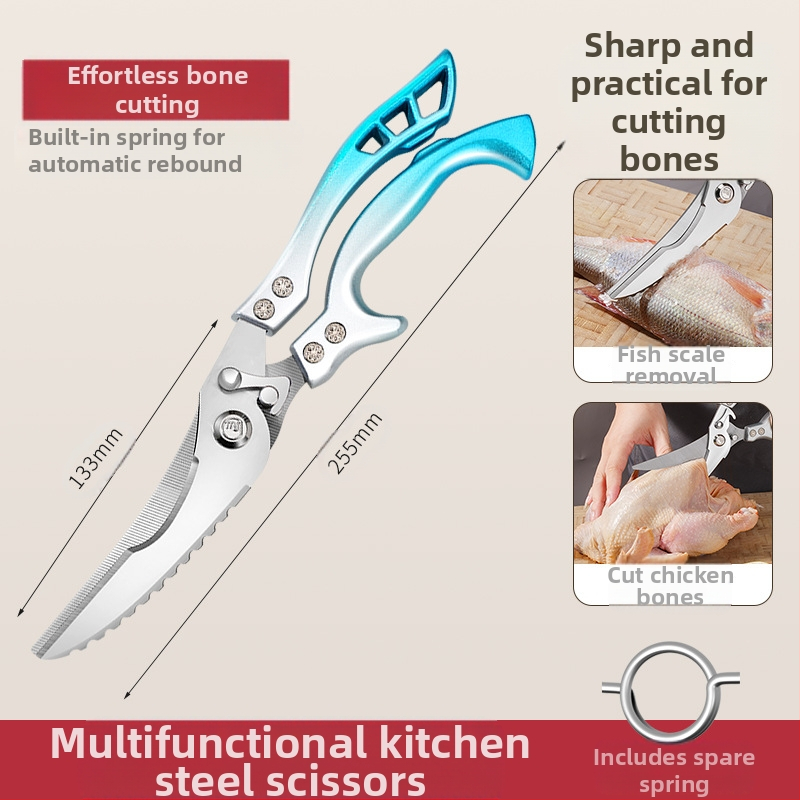 Gamyklinės tiesioginės virtuvės žirklės, buitinės, tvirtos vištienos kaulų žirklės, daugiafunkcinės žirklės, specialios plieno kaulų žirklės, virtuvės žirklės