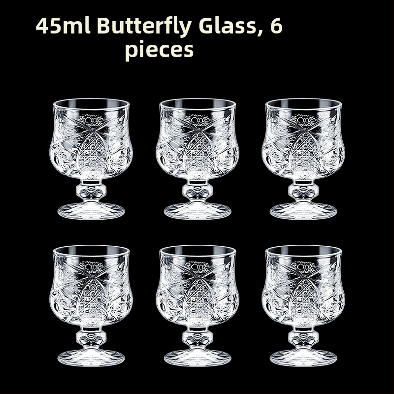 Alkoholinių gėrimų taurė, taurė, maža vyno taurė, spiritinis stiklas, aštuonkampis stiklas, kulkos formos taurė, vienos taurės didmeninė stiklinė taurė