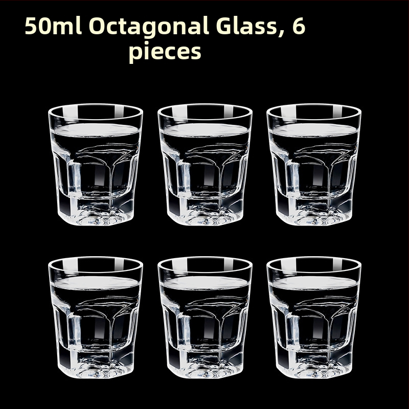 Alkoholinių gėrimų taurė, taurė, maža vyno taurė, spiritinis stiklas, aštuonkampis stiklas, kulkos formos taurė, vienos taurės didmeninė stiklinė taurė