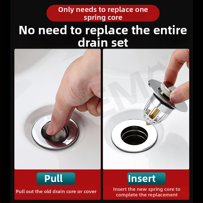 Течаща тапа за мивка Аксесоари за сифон за мивка Изскачаща сърцевина за мивка Тапа за мивка тип „push“