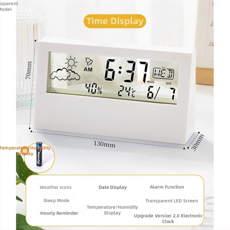 Ceas deșteptător cu oglindă, afișaj orar, studenții folosesc pendulul pentru birou, inteligent, 2024, electronic, digital, nou