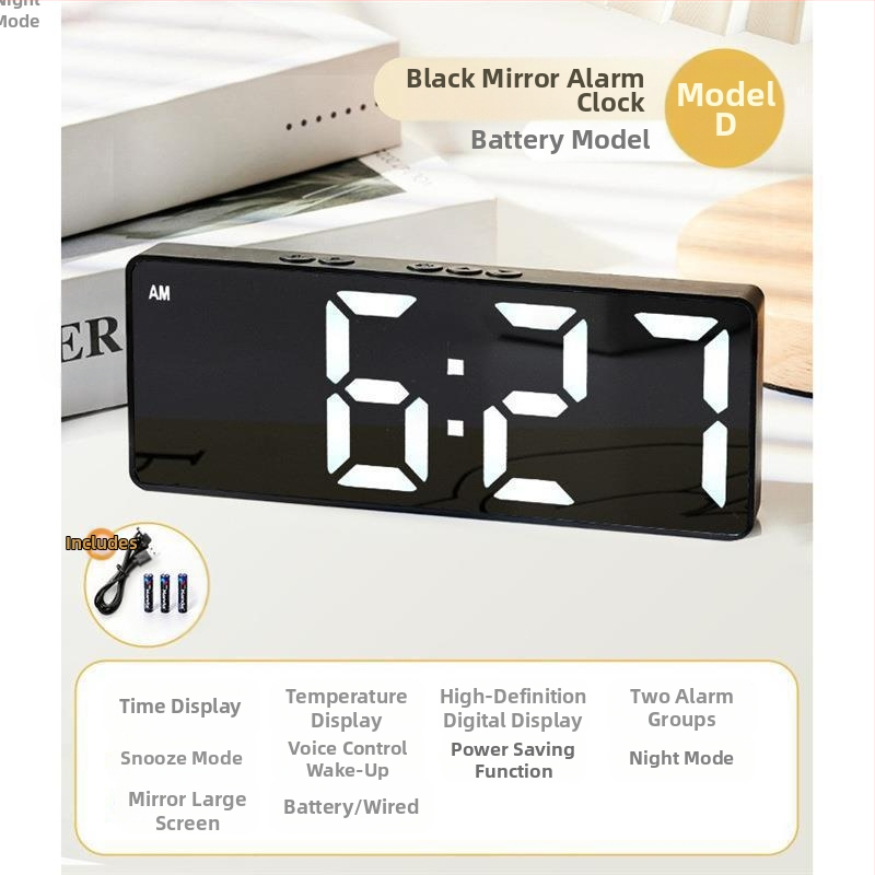 Ceas deșteptător cu oglindă, afișaj orar, studenții folosesc pendulul pentru birou, inteligent, 2024, electronic, digital, nou