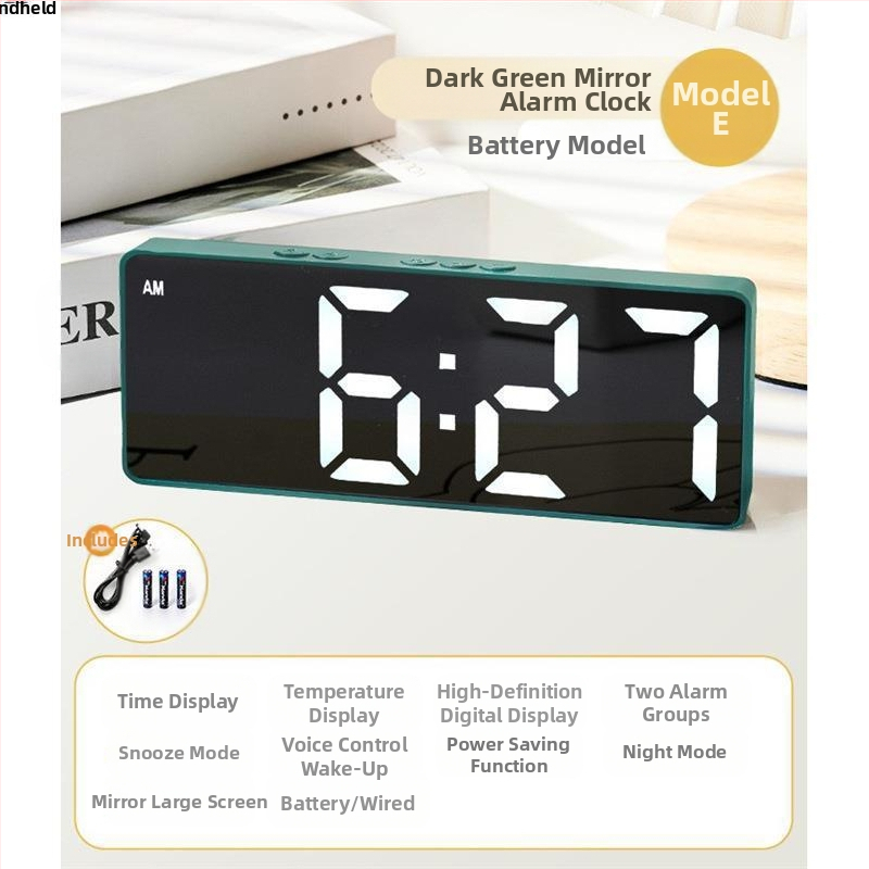 Ceas deșteptător cu oglindă, afișaj orar, studenții folosesc pendulul pentru birou, inteligent, 2024, electronic, digital, nou