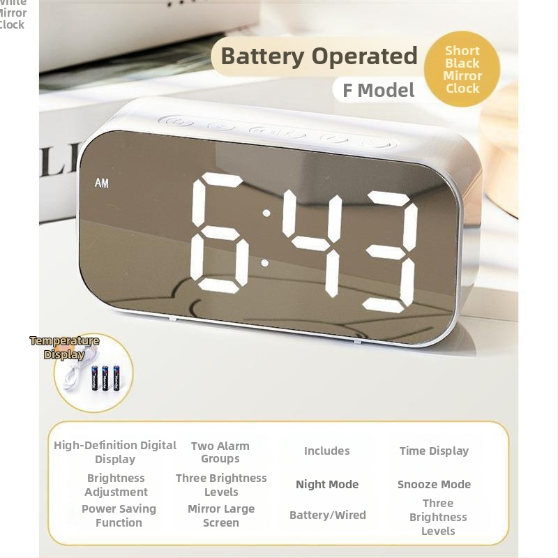 Ceas deșteptător cu oglindă, afișaj orar, studenții folosesc pendulul pentru birou, inteligent, 2024, electronic, digital, nou